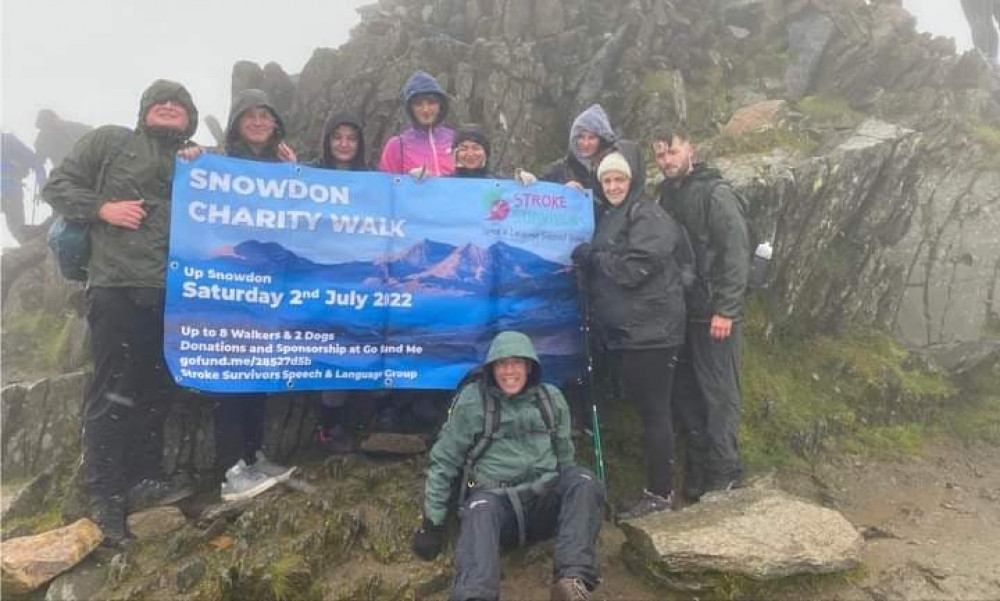 The walkers at the top of Snowdon ...