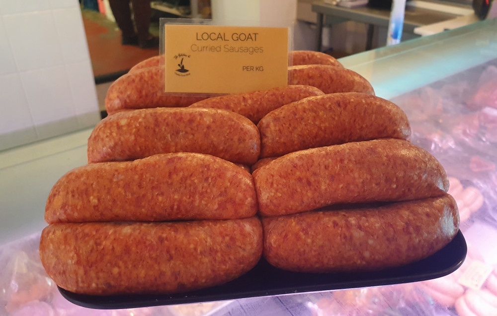 The award-winning Curried Goat sausages 