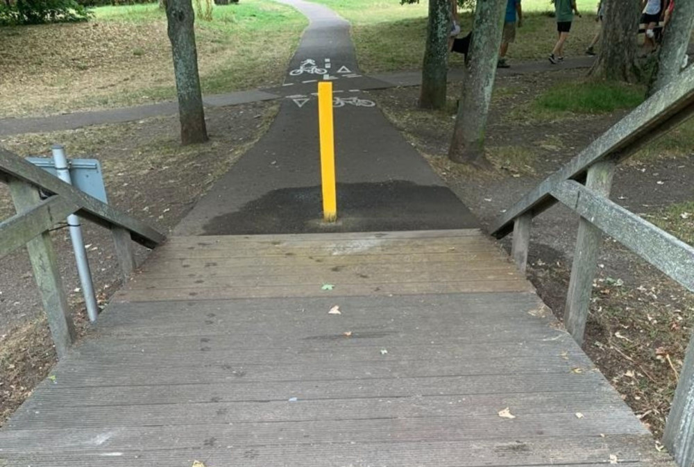 The bridge, and temporary bollard (EDDC)