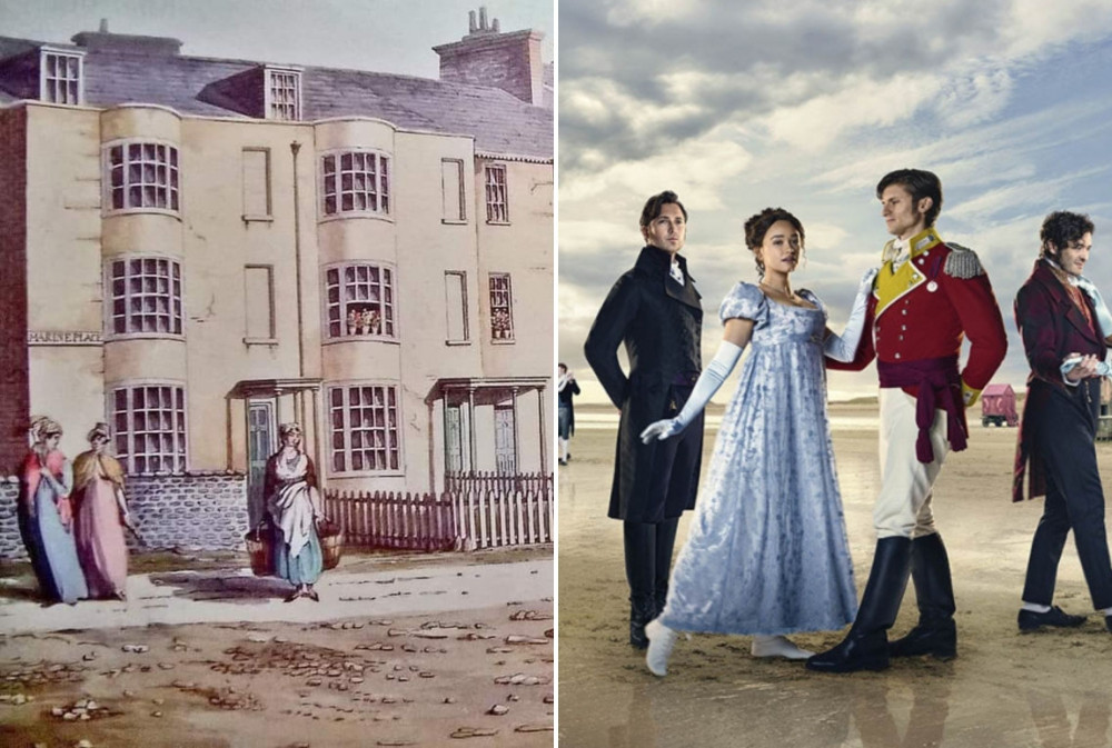 L: Sidmouth Long Print. R: ITV production of Jane Austen's Sanditon (ITV) L: Sidmouth Long Print. R: ITV production of Jane Austen's Sanditon (ITV)