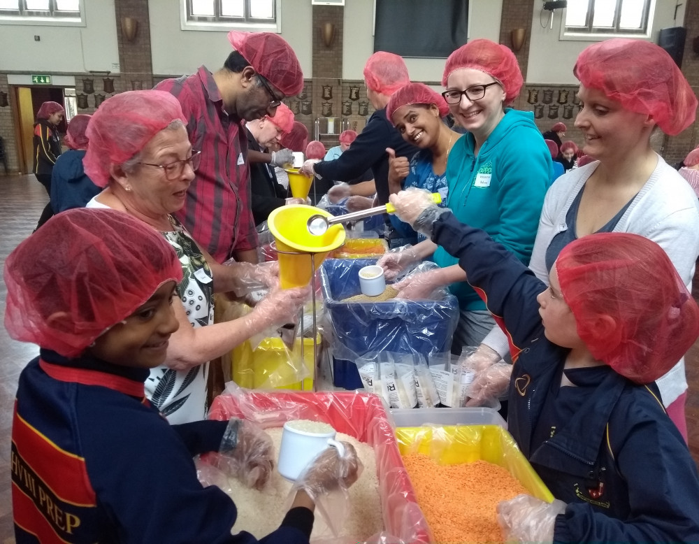 Local Rotary groups are returning to their food packing initiative with Feed the Hungry (Image supplied)