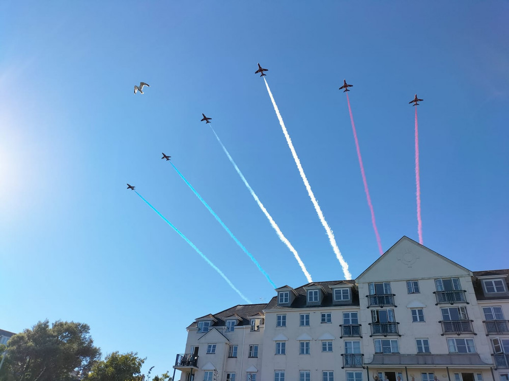 A picture of the Red Arrows in Falmouth taken by Victoria Cooper.