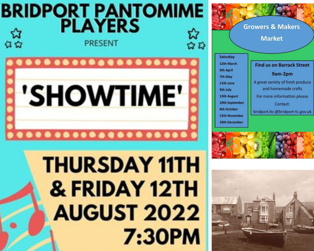 What's on in Bridport this weekend - August 12-14 - Bridport Pantomime Players' Showtime, market, and guided West Bay walk