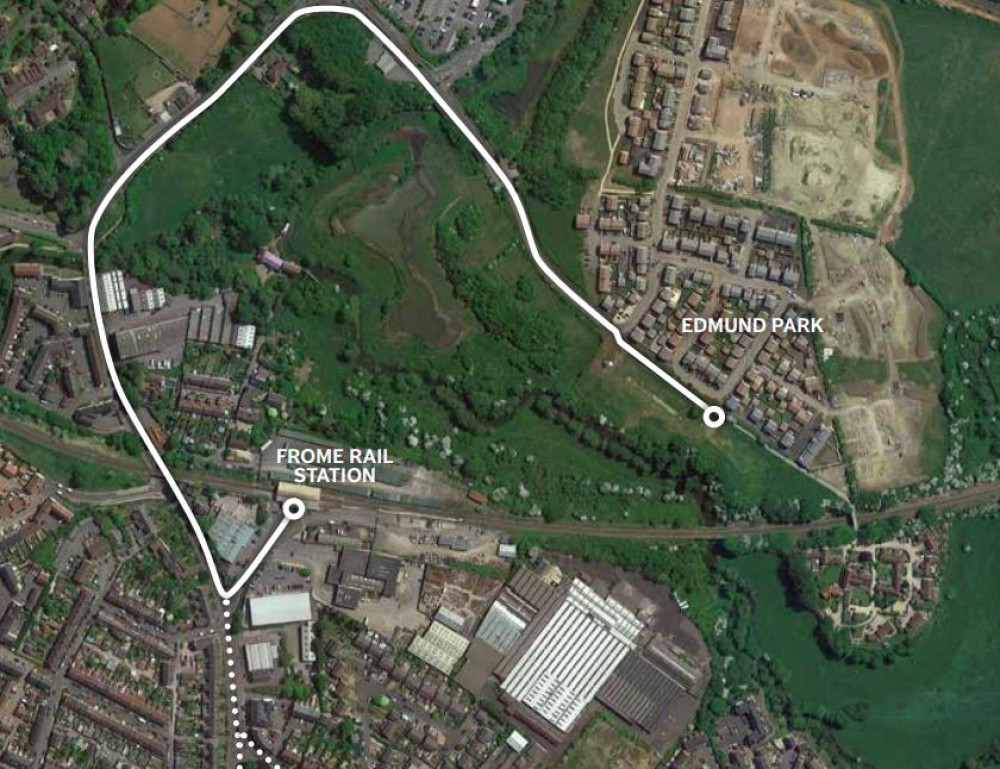 The current route for those living in Edmund wanting to get to the train station The current route for those living in Edmund wanting to get to the train station