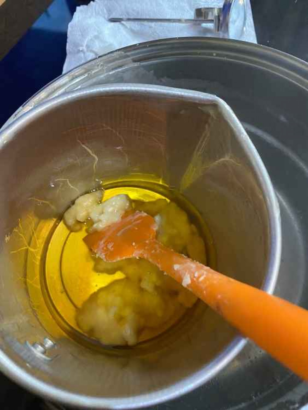 Preparing the beeswax for candle-making Preparing the beeswax for candle-making