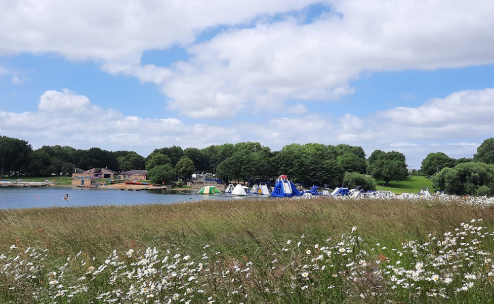 Rutland Water Aqua Park is one of the many attractions on the reservoir