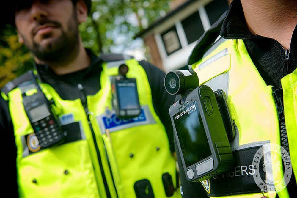 An example of police-worn bodycams, worn by West Midlands police in this image