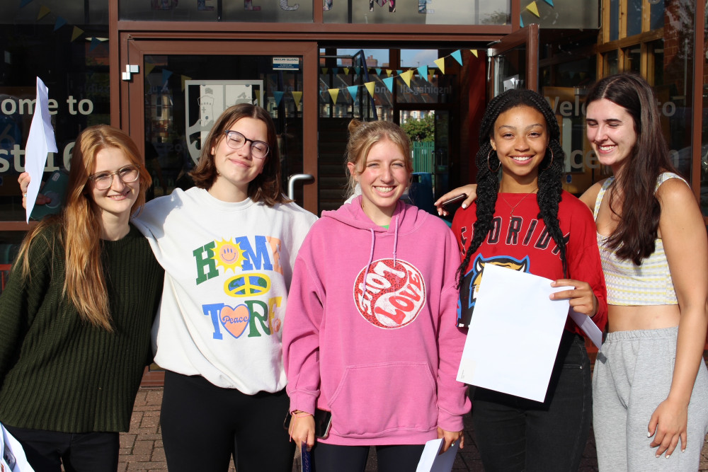 Students with their results (Exmouth Community College)