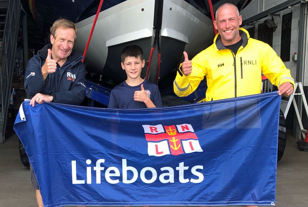 L to R: Des White, Louis Beresford, Dougie Wright at Exmouth RNLI Lifeboat Station (Des White/ RNLI)