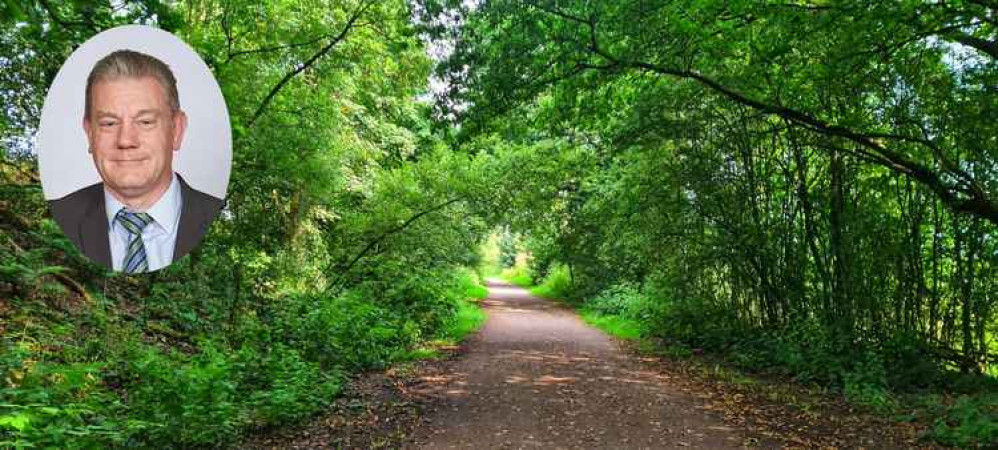 Cllr Flunder and a section of the Biddulph Valley Way. Image credit: Kayla Powell