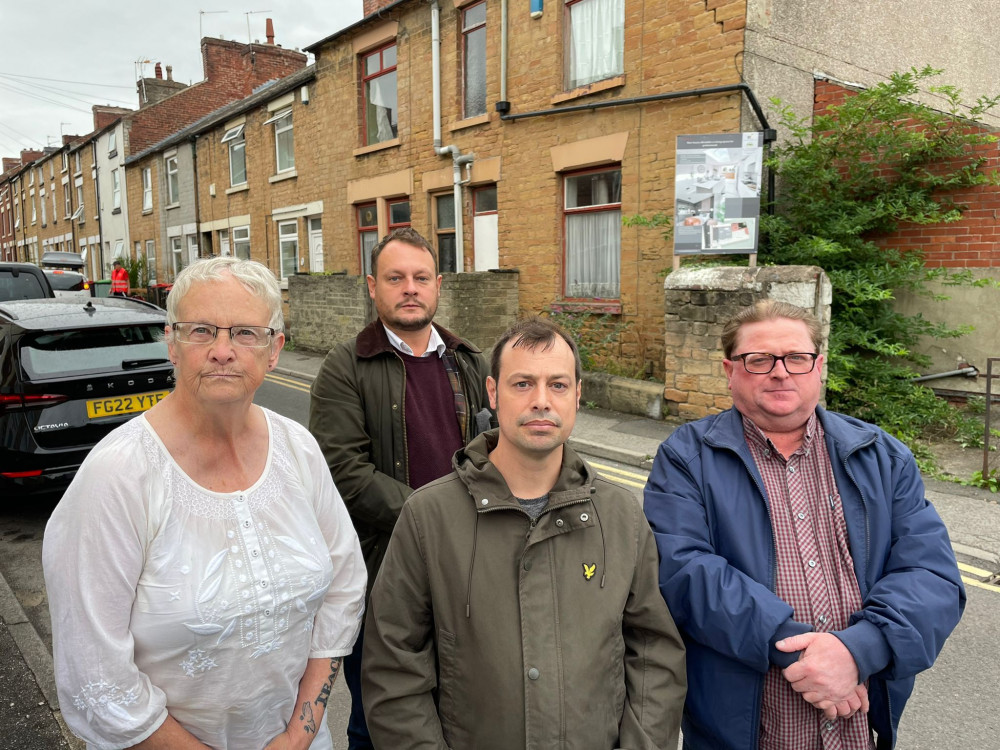 Ashfield District Council’s planning committee saw its refusal of an application for what’s known as a ‘HMO’, in Albert Street, Hucknall, reversed on appeal. Councillors pictured outside the home in Albert Street, Hucknall, where the new HMO will be built. Photo courtesy of LDRS.