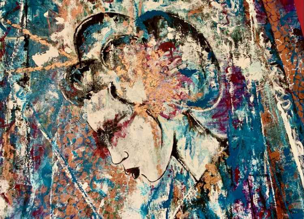 Billie's paintings depict Japanese Geishas
