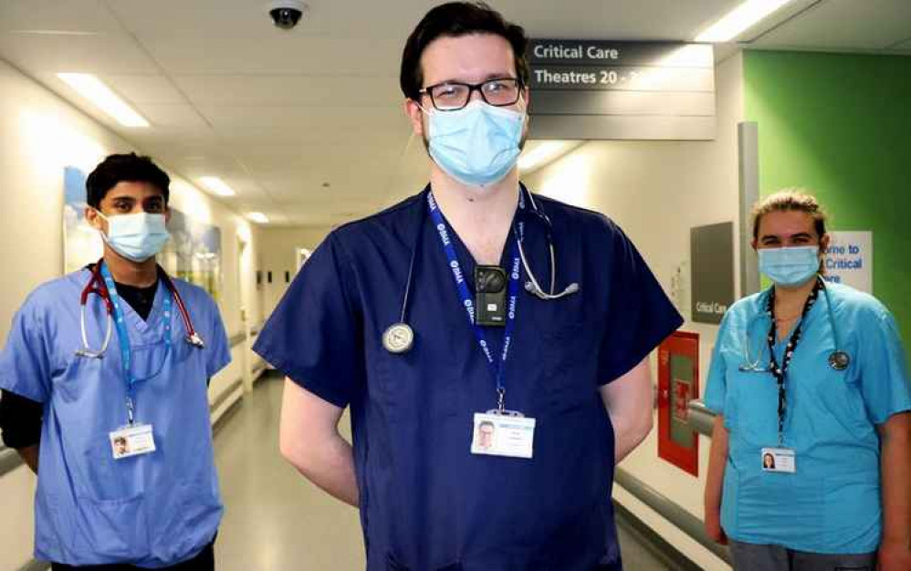 From left: Junior doctors Bravean Kulendrarajah, James Chambers and Louise Baker