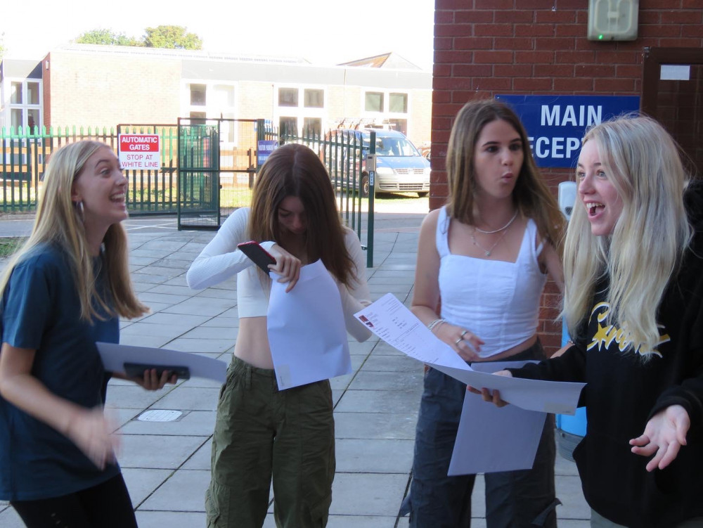 Students with their results (Exmouth Community College)