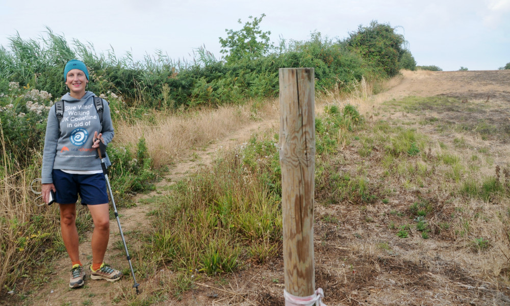 Blue Wilson on path between Cockle Creek and Erwarton Ness today (Picture credit: Nub News)