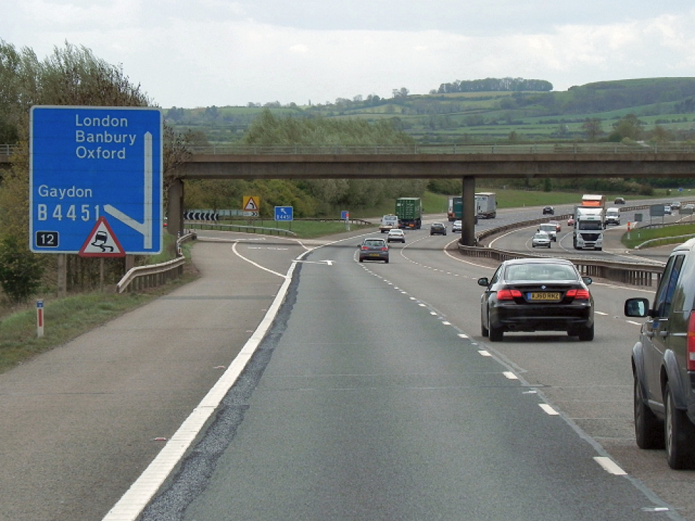 National Highways closed two of three lanes of the southbound carriageway between J12 Gaydon and J11 Banbury