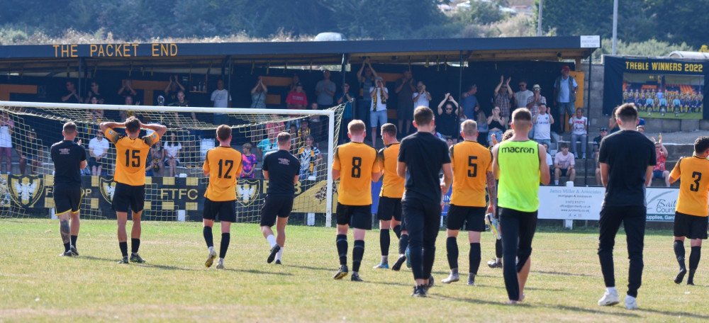 Andrew Westgarth reacts to defeat against Ashton & Backwell United.