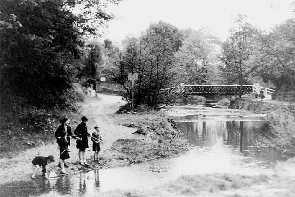 The former bridge at the bottom of Sid Park Road before it was washed away in the storms of the late 1960s and moved