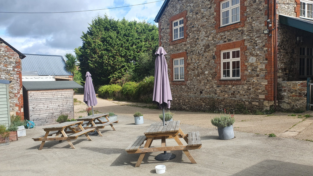 The courtyard outside the shop and cafe 