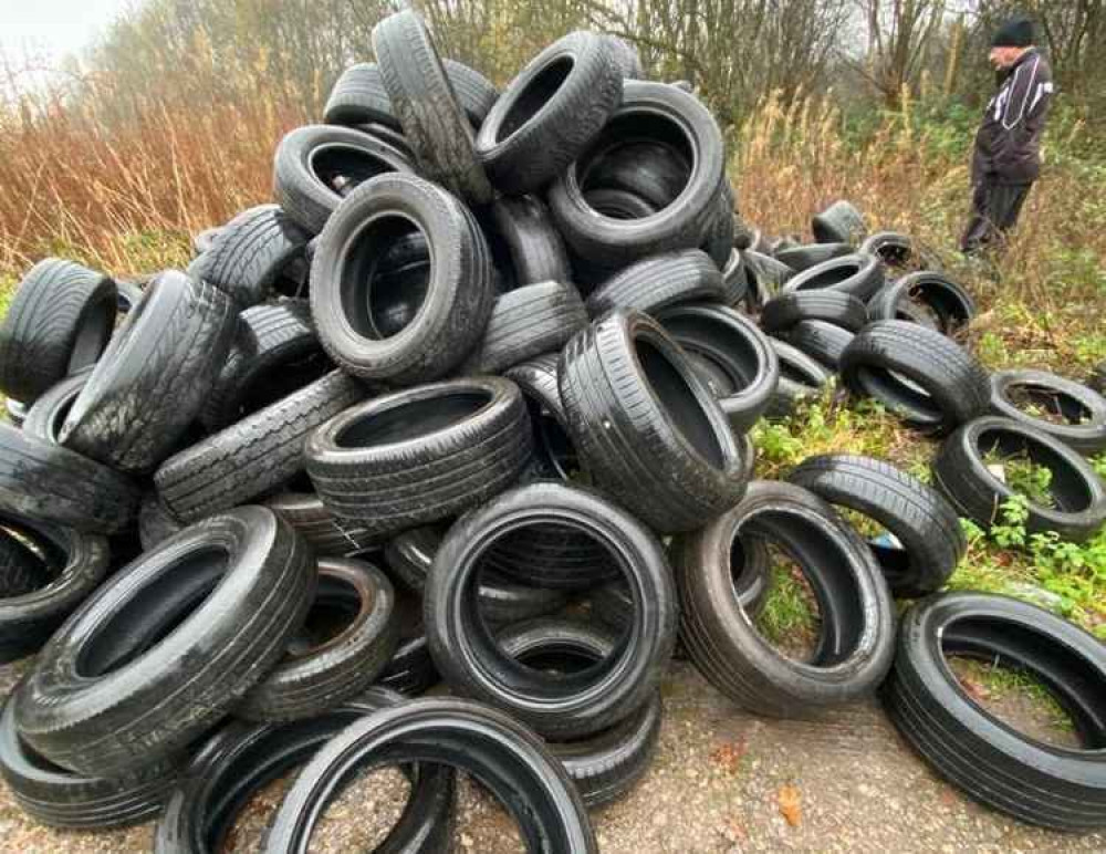 One councillor said these dumped tyres were one of the worst recent incidents of fly tipping