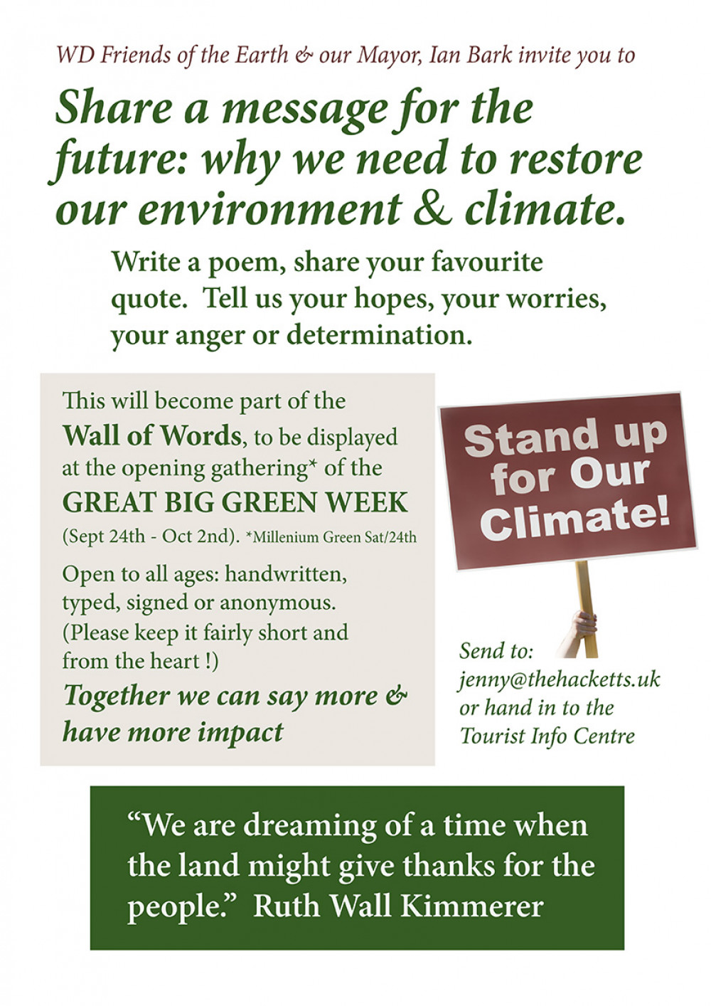 Big Green Week in Bridport. Big Green Week in Bridport.