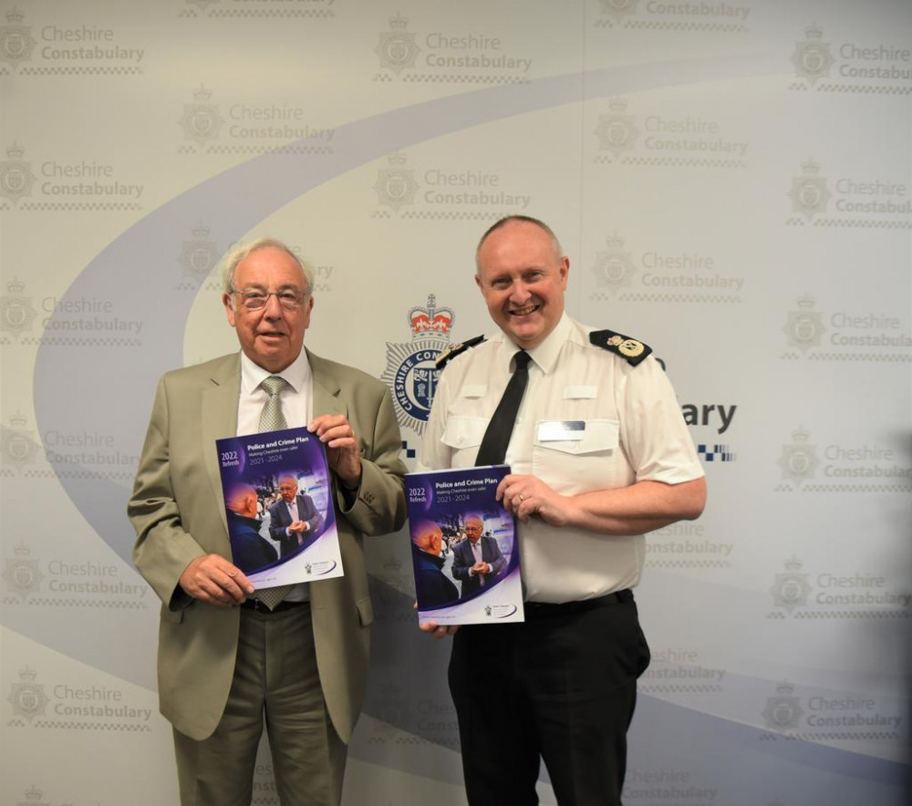 Police and Crime Commissioner John Dwyer and Chief Constable Mark Roberts with the Police and Crime Plan.