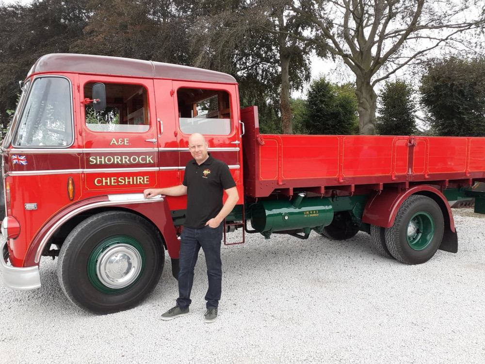 Foden Society chairman, Nathan Shore, with the rare truck on show yesterday.  