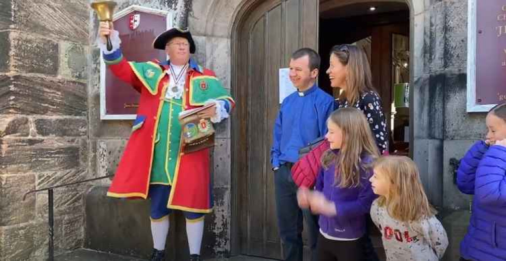 Biddulph's town crier John Robinson delivering a cry last year