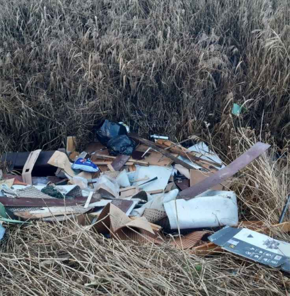 A large amount of building waste was ditched. (Image by Cheshire Police Rural Crime)