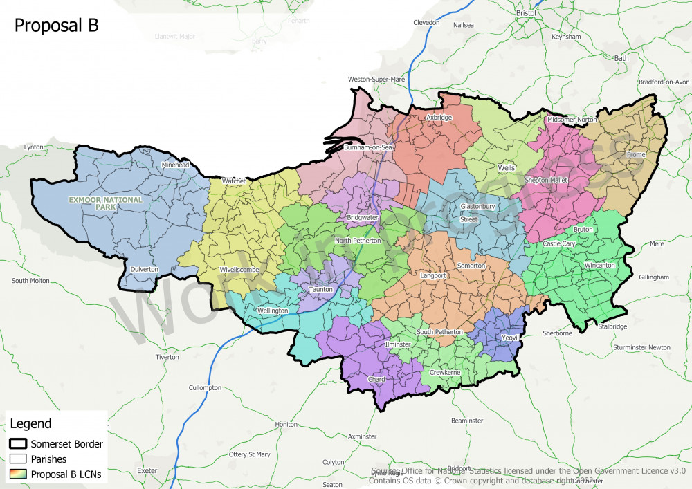 LCN Proposal B (18 LCNs). CREDIT: Somerset County Council.