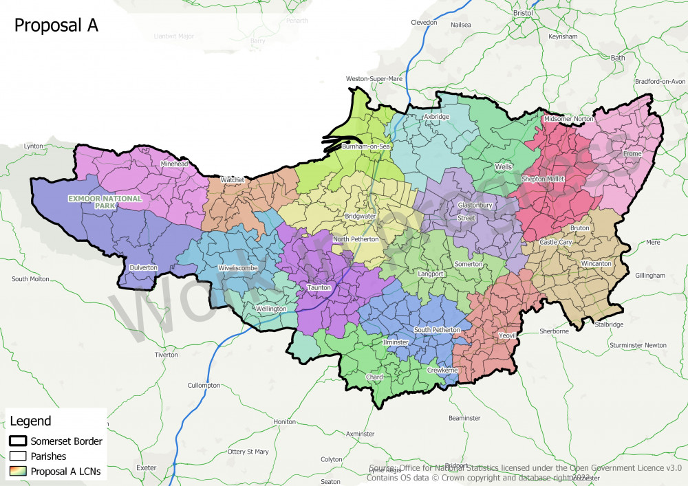 LCN Proposal A (19 LCNs). CREDIT: Somerset County Council. 