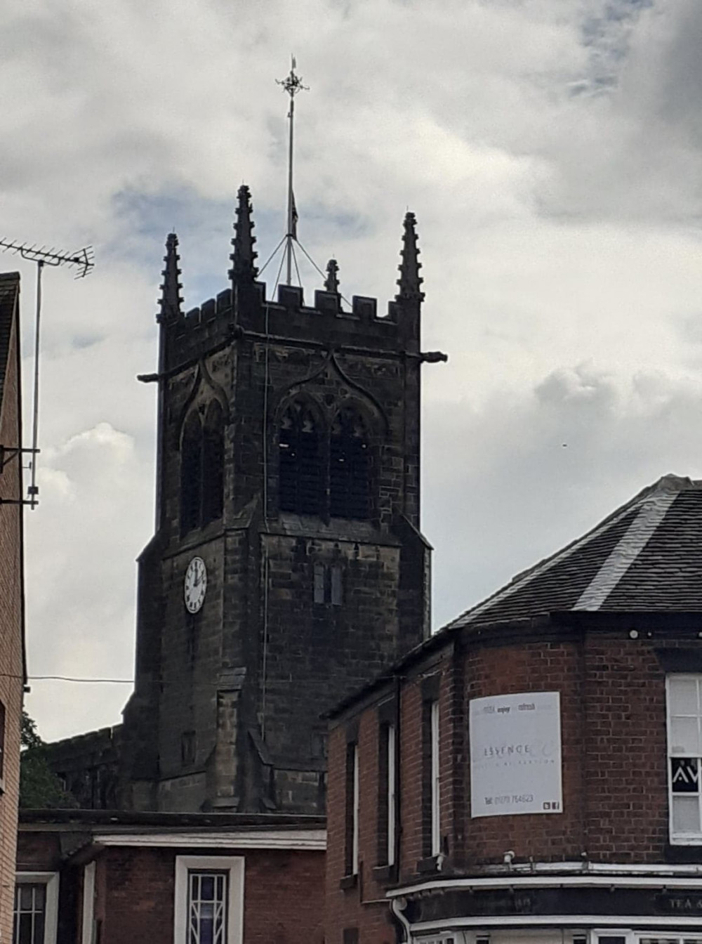 St Mary's Church in Sandbach town centre was flying its flag at half-mast today 