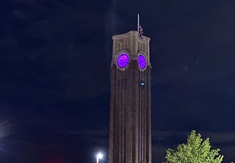 The Clock Tower now has a flag at half-mast. Photo: North West Leicestershire District Council