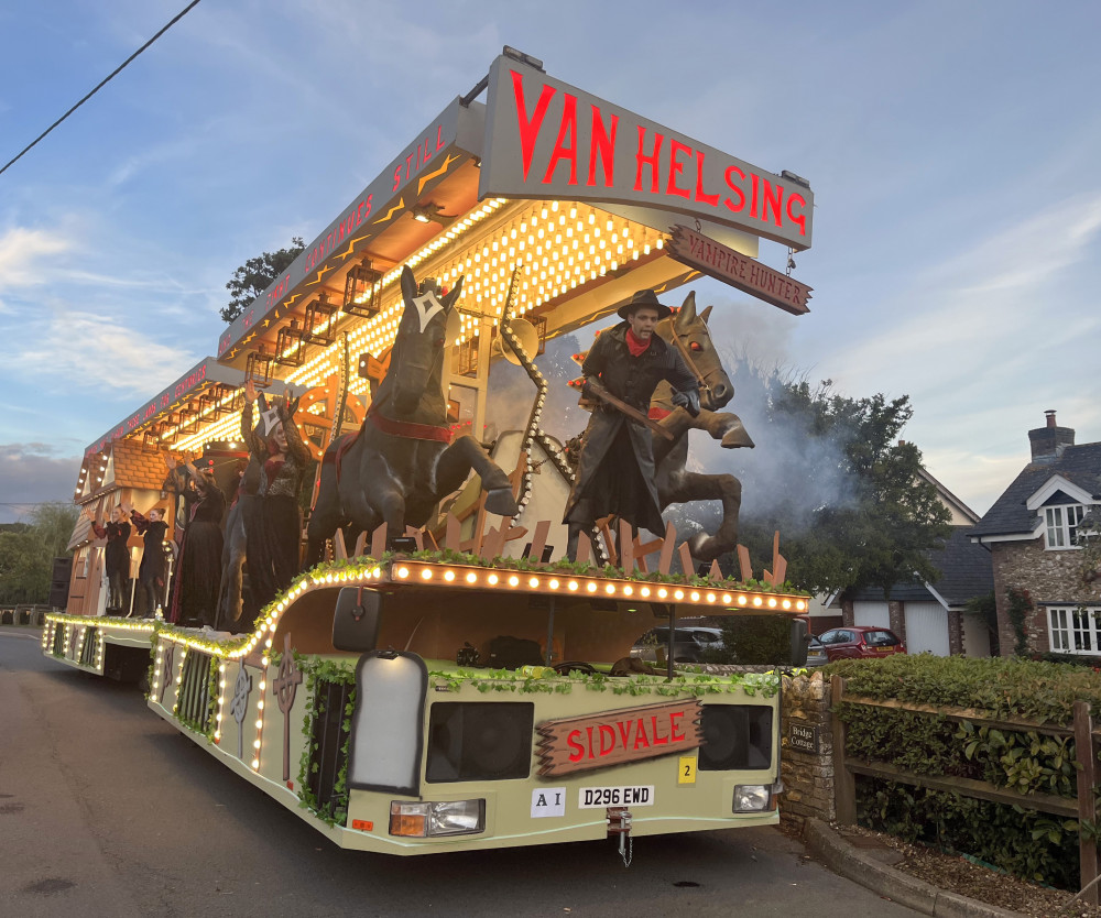 Sid Vale's Van Helsing float at Colyton Carnival