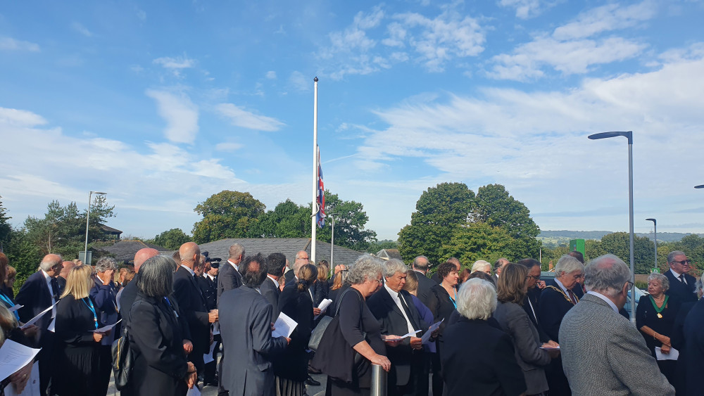 The crowd outside Blackdown House for the Proclamation Ceremony 