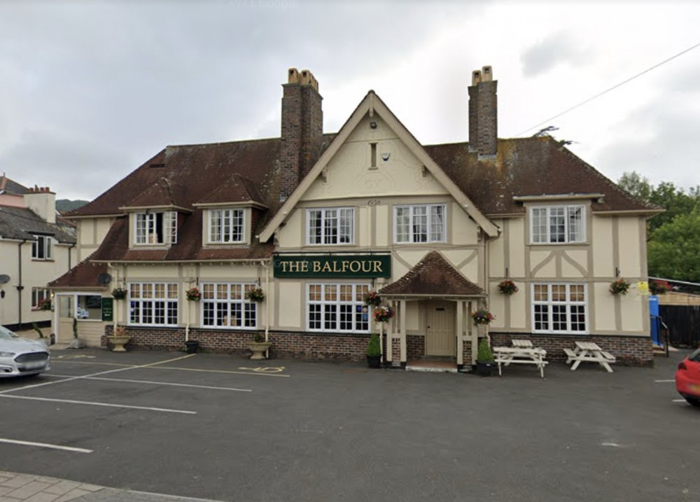 The Balfour Arms on Woolbrook Road, Sidmouth (Google Maps)