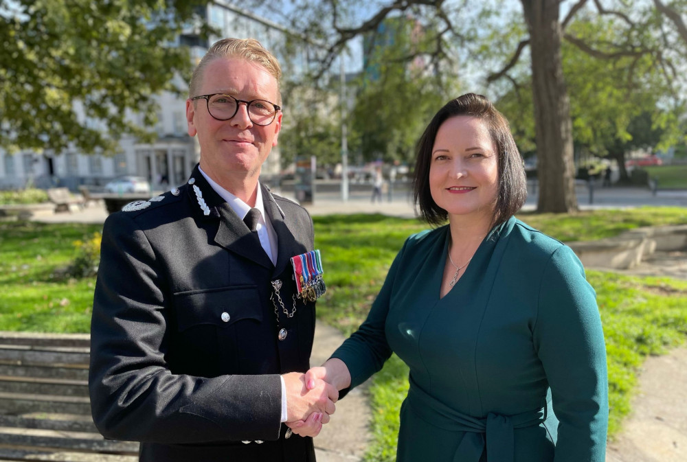 Chief Constable Will Kerr with Commissioner Alison Hernandez (Office of Police & Crime Commissioner)