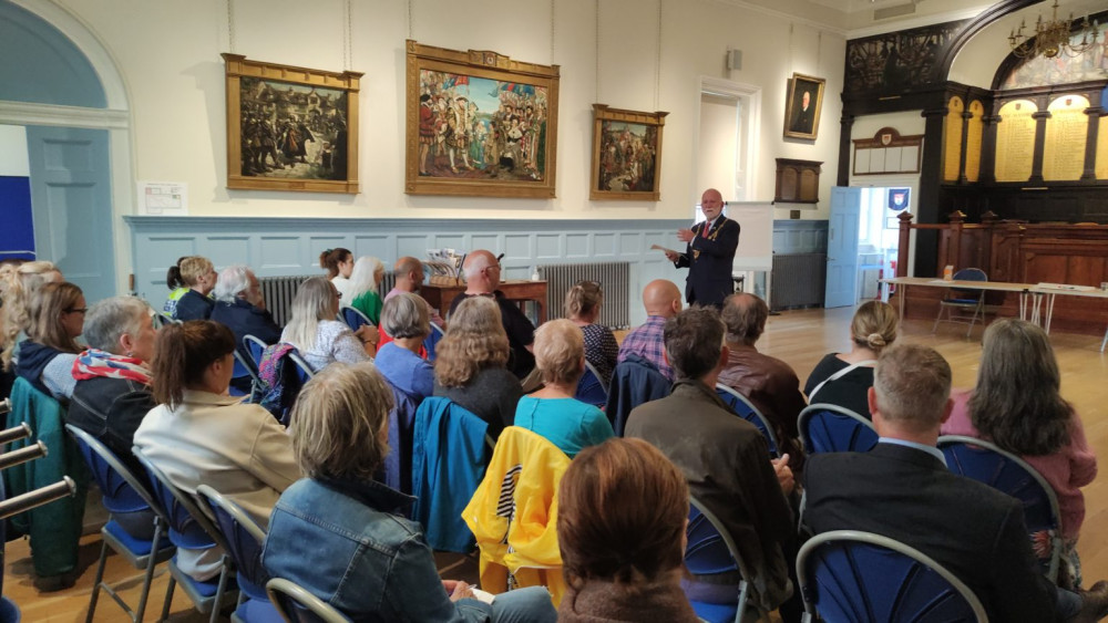 Bridport Mayor Ian Bark discusses plans for the 'Youth Festival' at Town Hall.