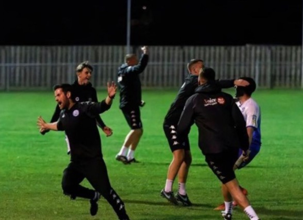 Helston's recent FA Cup qualifying fixture against Bishops Cleeve. Credit: JQ Photography.