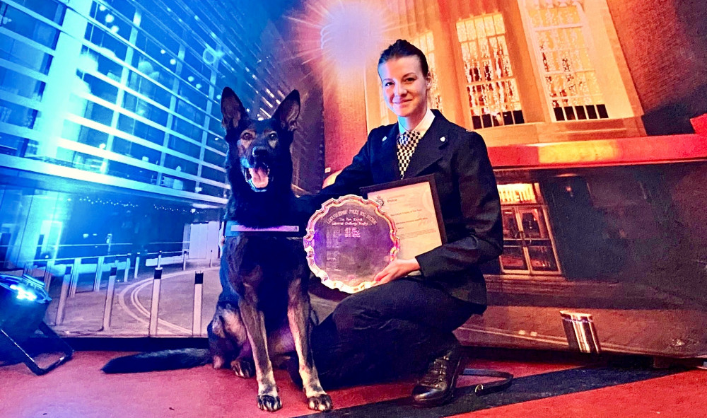 Astro and Grace collecting the award. All Photos: The Thin Blue Paw