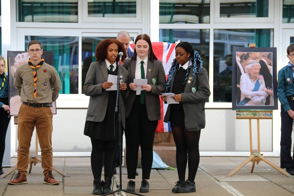 Students at The Holgate Academy in Hucknall gathered to commemorate the life of Her Majesty The Queen earlier this month. Photo courtesy of The Holgate Academy.