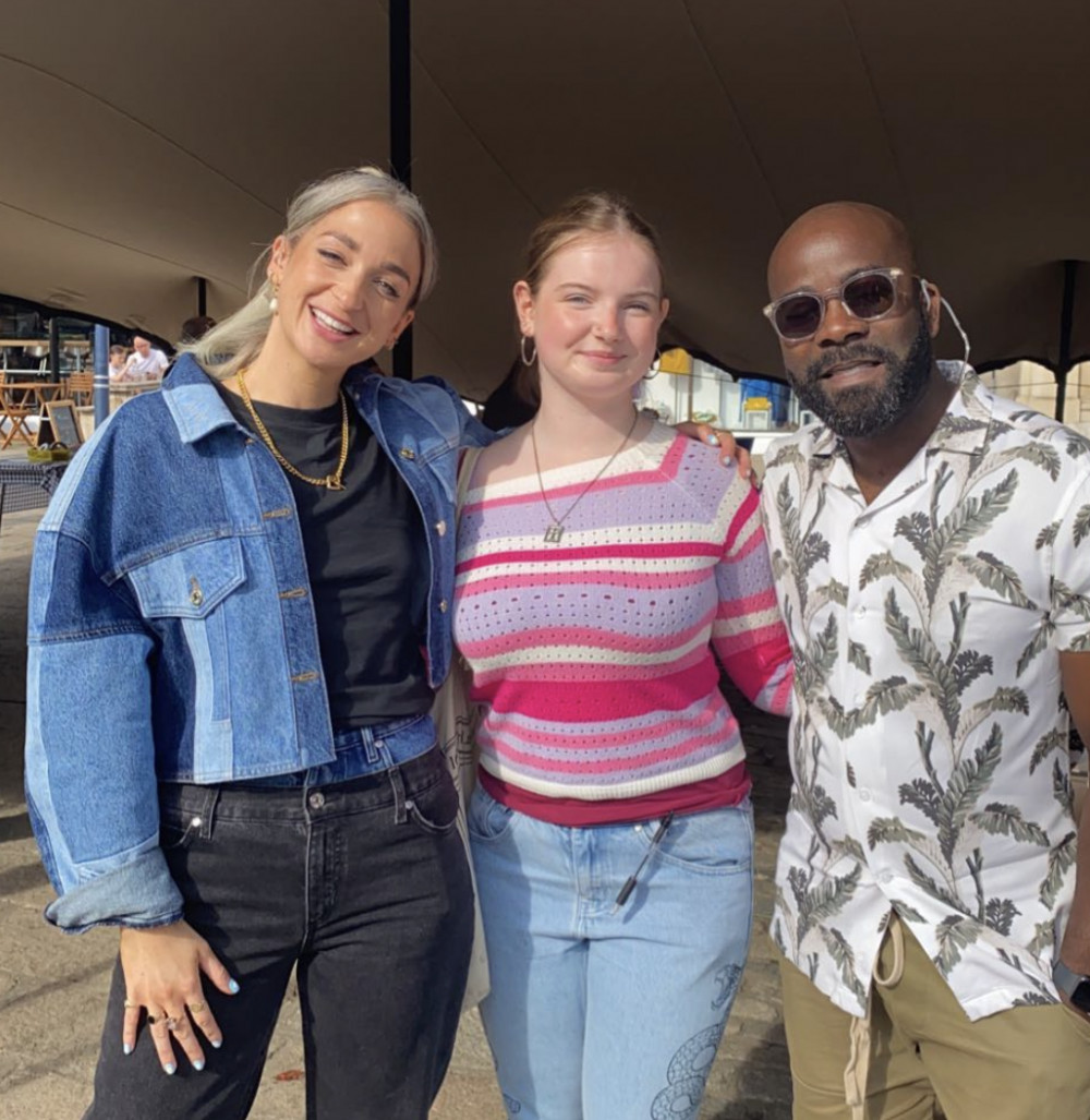 Harriet Rose, Nub News Ruby Corrigan and Melvin Odoom in Hitchin