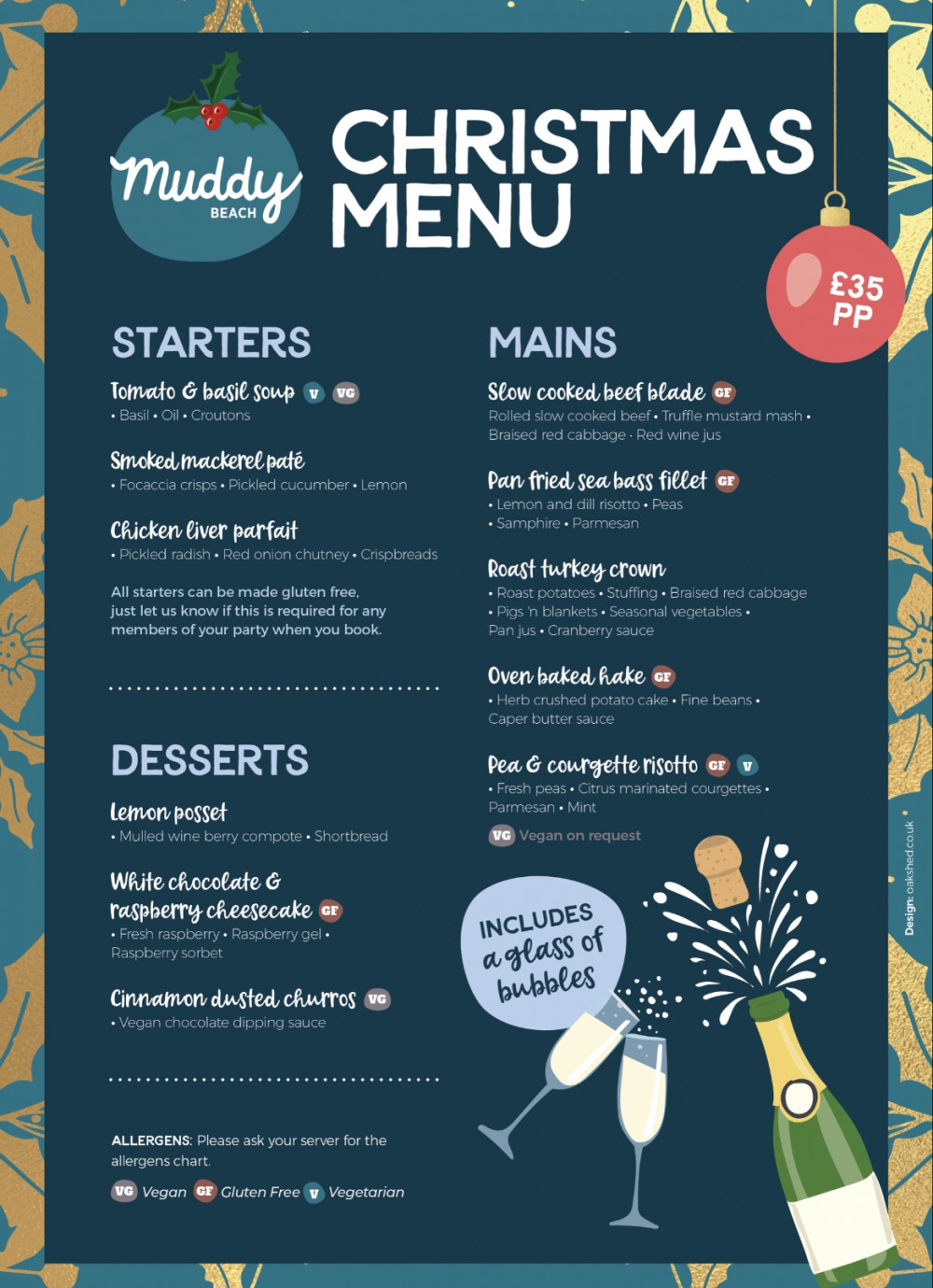 Muddy Christmas menu 