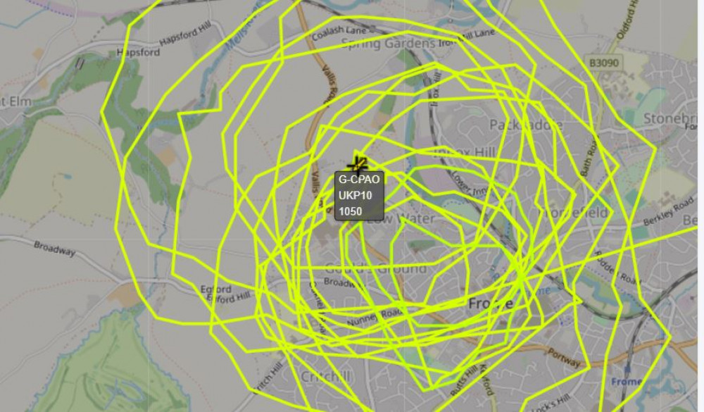 The police helicopter made many many passes across the town skies The police helicopter made many many passes across the town skies