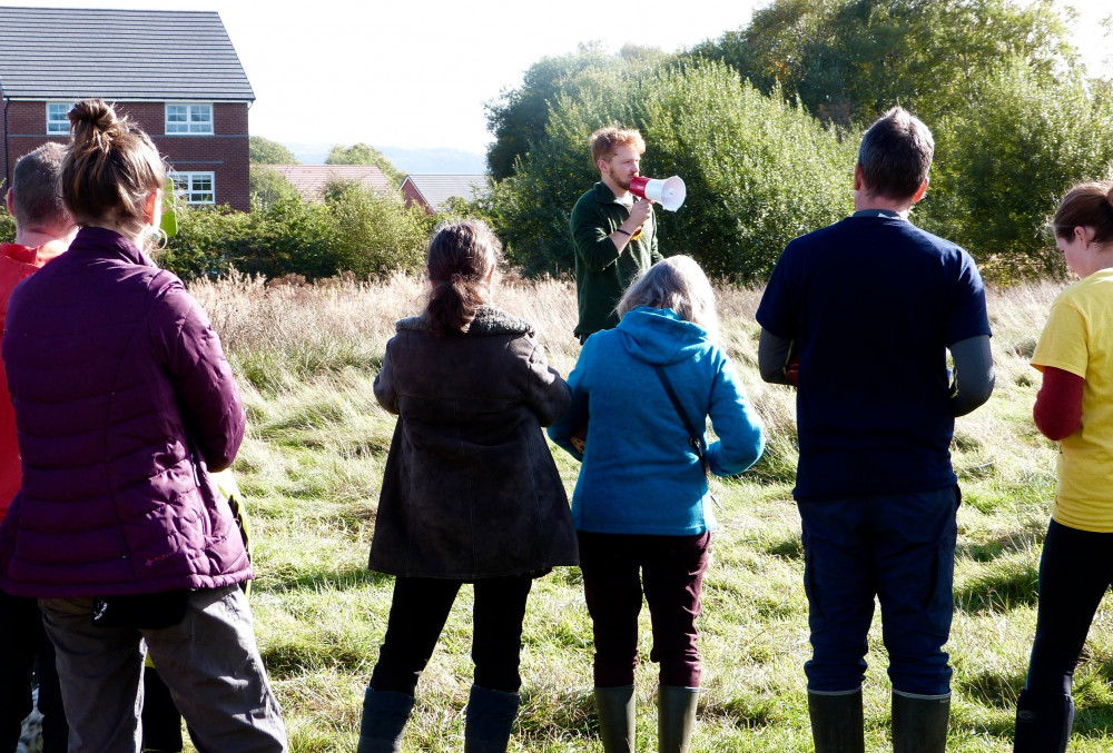 150 people met on a threatened site of natural beauty in Macclesfield to prevent it being turned into houses. (Image - SAVE DANES MOSS)