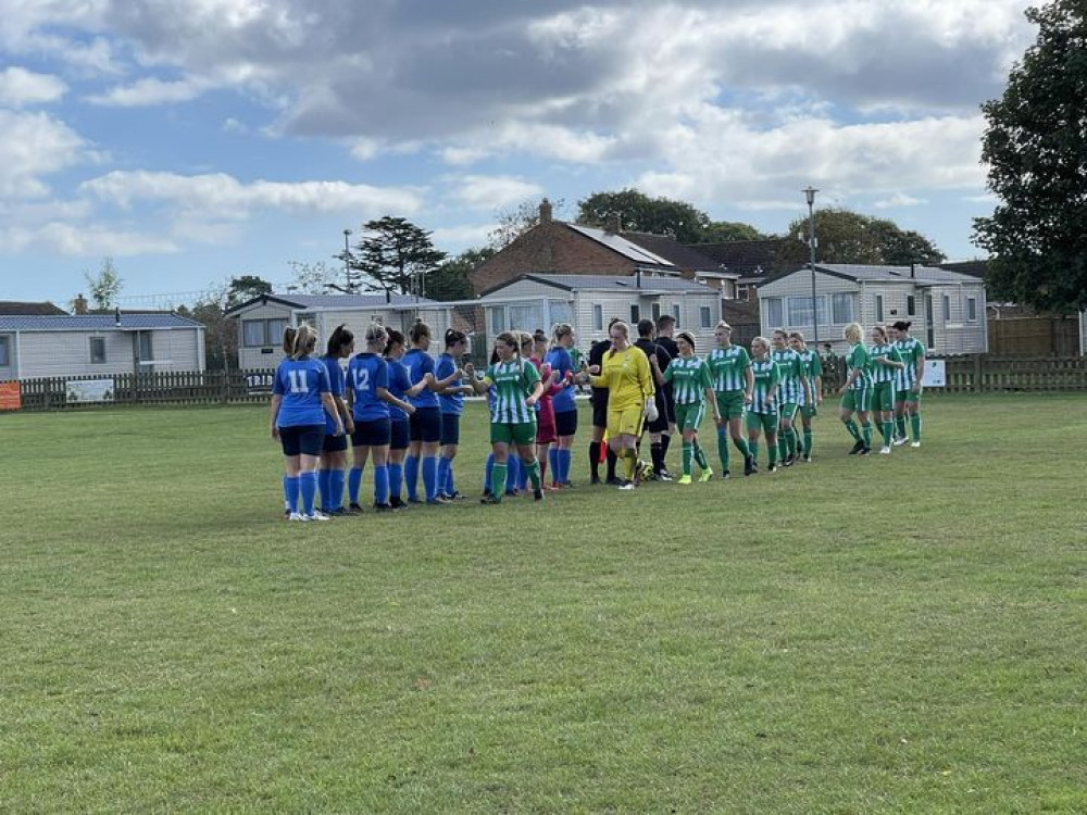 Seaton Ladies and Liskeard Athletic shake hands before last weekend/s FA Cup clash