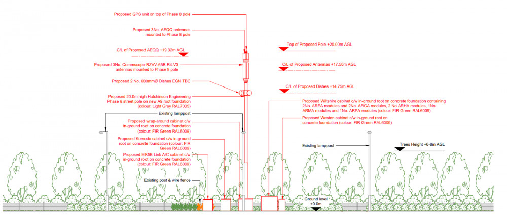 EE says it needs to quickly replace its existing pole in order to maintain network connections across Warwick (image via planning application)