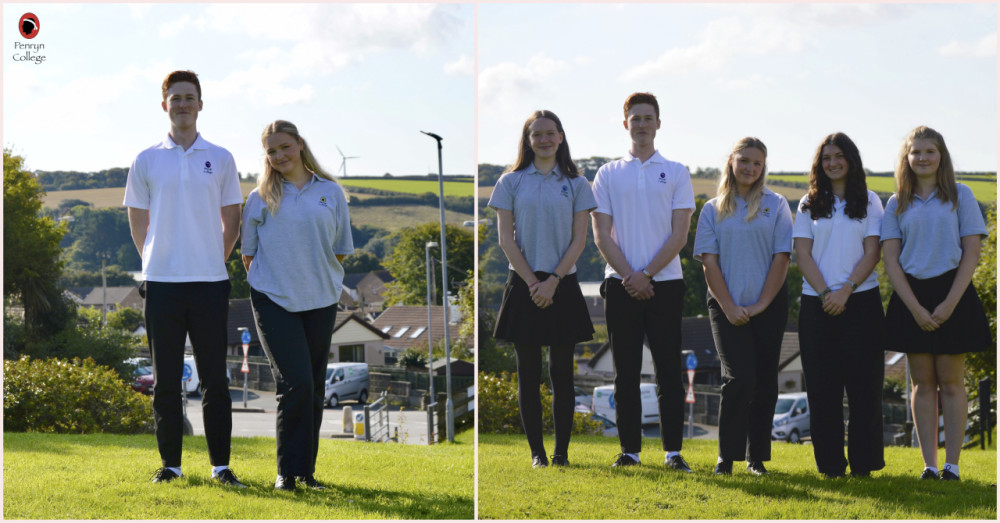 Head Students, Robert and Isabella (left), and Robert and Isabella pictured with Deputy Head Students Mimi, Sophia and Maddie.