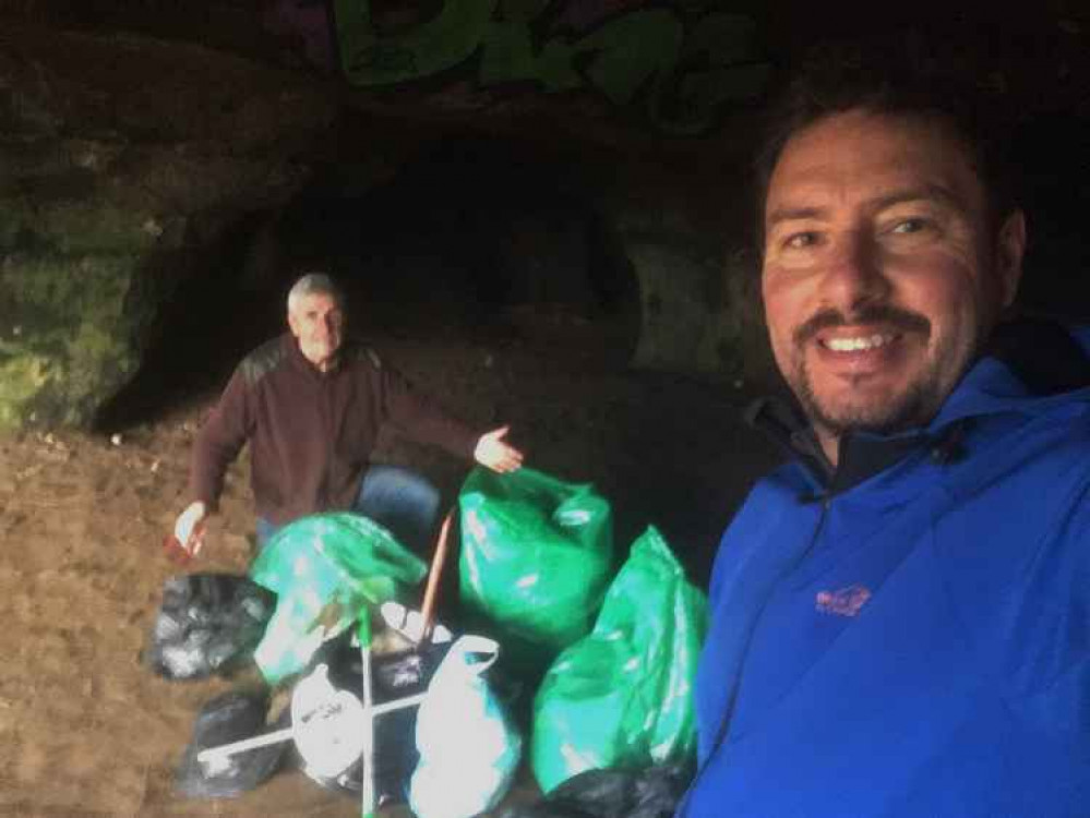 Tim and William with all their rubbish bags collected. Image: Tim Kynaston Tim and William with all their rubbish bags collected. Image: Tim Kynaston