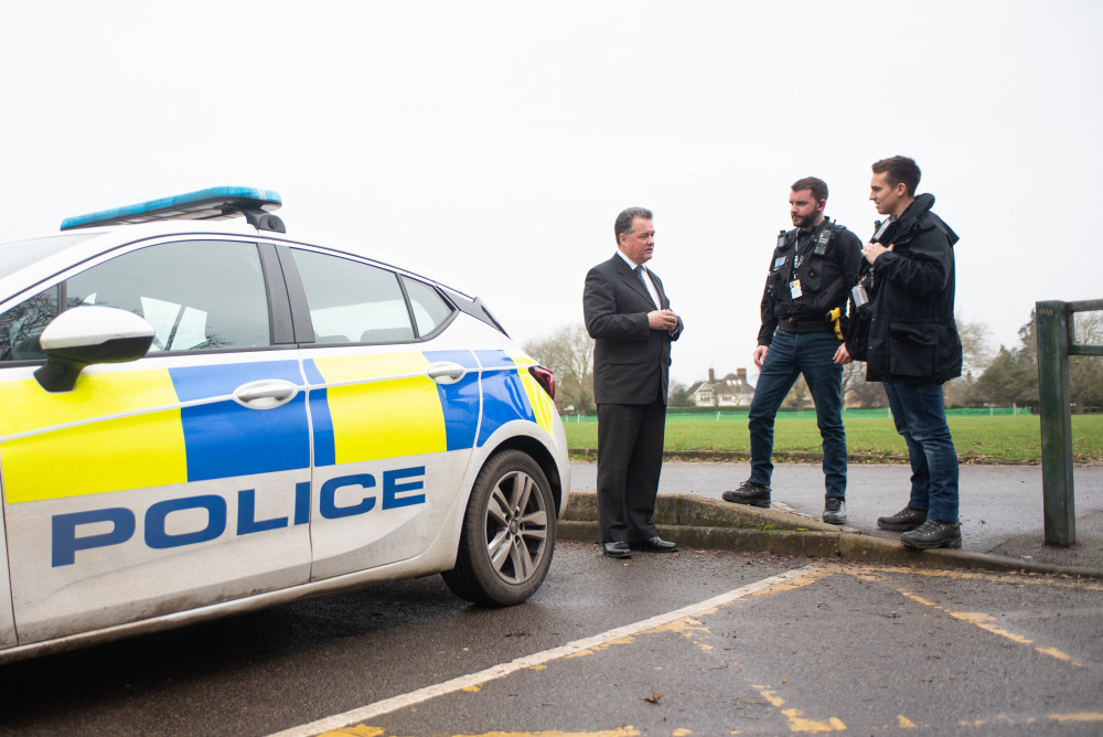 PCC David Lloyd (pictured left) reassures residents police already respond to every house burglary in Hitchin PCC David Lloyd (pictured left) reassures residents police already respond to every house burglary in Hitchin
